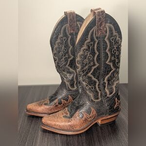 Canada West Brahma 4104 Snip Toe & Heel Brass Grommet Ladies Western Boots Sz 6